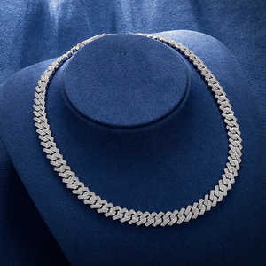 Cadena cubana de eslabones con incrustaciones completas de moissanita VVS, de plata 925 auténtica, estilo Hip Hop, de 10mm y 12mm, que pasa la prueba del diamante, para hombre - Product Image 6