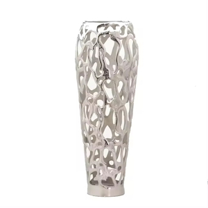 Best Sale Prices Metal Texture Flower <b>Vase</b> Gold Plated for Home Tabletop <b>Decoration</b> Oval Shape Floor Flower <b>Vases</b> - Product Image 4