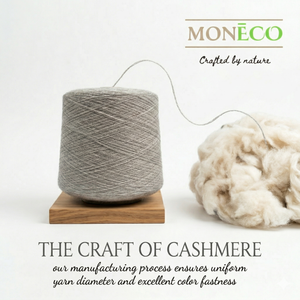 ไหมแคชเมียร์แท้ 100% จากมองโกเลีย ยี่ห้อ MONECO แบบม้วน ขนาด 26/2 ดูดซับความชื้น ป้องกันแบคทีเรีย สำหรับถักมือ สีดำ ขายส่ง - Product Image 4