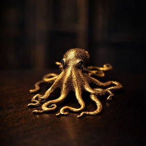 Figurine de pieuvre en laiton artisanale, sculpture de vie marine, statue de pieuvre détaillée, décoration nautique côtière pour table et maison - Product Image 1