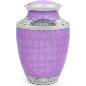 Urne funéraire en aluminium violet pour cendres humaines, taille adulte, avec bande de gravure, à prix réduit. - Product Image 1