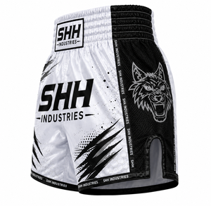 กางเกงมวยไทย SHH Custom Logo สำหรับผู้ชาย ผ้าซาตินพรีเมียม กางเกงคิกบ็อกซิ่ง กางเกงฝึกศิลปะการต่อสู้ ขายส่ง - Product Image 3