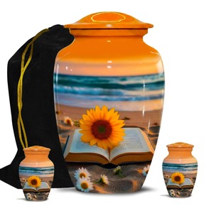 Urne funéraire Sunflower Beach pour cendres - 220 pouces cubes - Urnes commémoratives écologiques - Pour adultes et souvenirs - Product Image 1