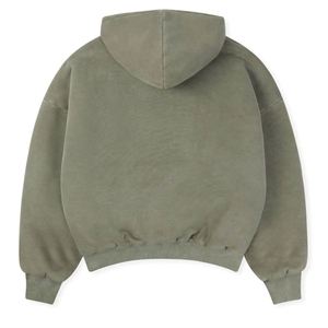 Men's Hooded Sweatshirt Solid Olive Green Cotton Fleece Oversized Casual Autumn Wear Regular Sleeve Knitted Fit 2027 - Product Image 2