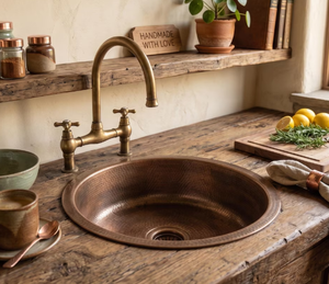 Lavabo Redondo de Cobre de Alta Calidad Premium, Diseño Elegante para Hoteles, Villas, Resorts, Baños y Uso Decorativo - Product Image 1
