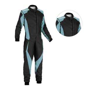 Combinaison de course pour homme noire et turquoise à manches longues, respirante, design color block, pour la moto et les courses automobiles, toutes saisons - Product Image 6