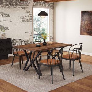 Set da pranzo marrone per interni con gambe in metallo imbottite (set da 4) - Product Image 1