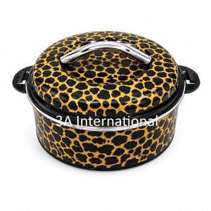 Leopard Printed Enamel Finishing Casserole <b>Server</b> Pot Insulated <b>Food</b> <b>Server</b> Stainless Steel Hot Pot With Handles At Lowest Price - Product Image 1