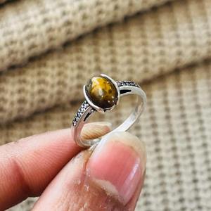 Latest Dainty Tiger Eye Brass Boho <b>Ring</b> <b>Silver</b> Plated Vintage <b>Ring</b> Tribal <b>Solitaire</b> Fashion Wholesale Gemstone <b>Ring</b> For Women - Product Image 2