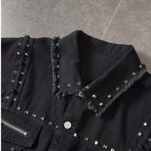 Custom Black Studded Denim Vest for Men <b>Punk</b> Streetwear Sleeveless Button Up <b>Jacket</b> OEM ODM Wholesale Factory Apparel Pro Export - Product Image 3