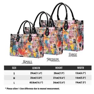 Women PU Tote Bag Graffiti Print Single <b>Handle</b> Shoulder Strap Fashion Casual Daily Use Large Capacity Portable <b>Handbag</b> - Product Image 6