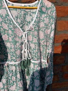 Robe longue décontractée à col en V et manches longues, brodée de fleurs et imprimée à la main, collection 2026, prix d'usine - Product Image 2