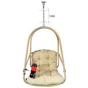 Sedia a dondolo a uovo con supporto a C per interni/esterni, in vimini e rattan, con cuscino incluso - Product Image 2