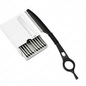 Wholesale Leaf Design Serrated Straight Razor Stainless Steel Foldable <b>Barber</b> Shaving Tool Custom Logo OEM for Men - Product Image 4