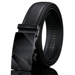 Cinturón de Cuero Automático con Hebilla Rectangular de Acero Negro Sólido, Duradero, Formal, para Hombre, Moldeado en una Sola Pieza - Product Image 6