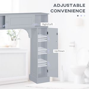 Mobiletto portaoggetti regolabile da posizionare sopra il WC con scaffale, scaffali autoportanti per il bagno - Product Image 5