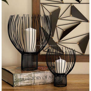 <b>Pillar</b> <b>Candle</b> Holder Set Handcrafted Iron Metal Wire Christmas Decoration <b>Candle</b> Holder Gifts Set <b>White</b> Marble Base Home Decor - Product Image 6