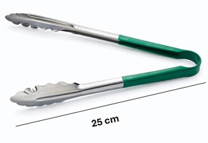 MANOJ Stainless Steel Kitchen Tongs MI-5027-25 25 cm Heat Resistant Green Handle | Polished Finish Heavy Duty | Multipurpose <b>BBQ</b> - Product Image 6