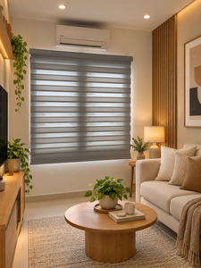 Store enrouleur électrique zébré haut de gamme EX03 avec contrôle de la lumière jour/nuit intégré et fonction occultante écologique pour bureau moderne et maison - Product Image 1