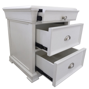Trendy <b>Compact</b> 3-Drawer Nightstand - Radiata/MDF End <b>Table</b> for Small Spaces (White/Black) - Product Image 3