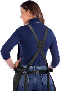 <b>Leather</b> Bib <b>Apron</b> With Multiple Pockets For Hairdressers And Barbers Classic Style Durable Workwear - Product Image 3