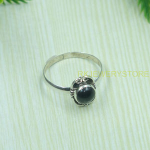 Natural <b>Black</b> Onyx <b>Ring</b> 925 Sterling <b>Silver</b> Handmade Vintage Filigree <b>Ring</b> Round Cabochon Gemstone Women Boho Jewelry for Unisex - Product Image 2