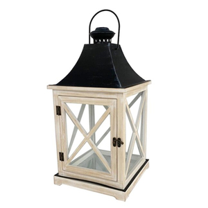 Lanterne en bois blanchi de haute qualité avec métal noir, décoration intérieure, lanterne décorative à suspendre ou à poser sur table, au prix le plus bas - Product Image 5