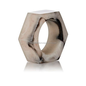 Round Wood Eco-friendly Durable Napkin Rings Set | Modern Marbled Table Decor - Product Image 3