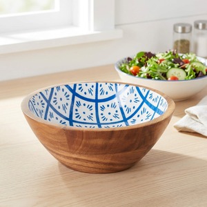 Bol de service en bois floral fait main non traité 2kg HCZ-222 pour les fêtes, vaisselle de cuisine par HANDICRAFTS ZONE - Product Image 4