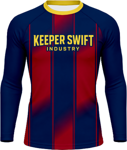 เสื้อแรชการ์ดออกกำลังกายผู้ชาย ดีไซน์ล่าสุด สีแดง แขนยาว พร้อมโลโก้แบบกำหนดเอง - Product Image 2