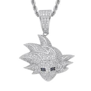 Collar con Colgante de Personaje de Dibujos Animados de Moda, con Micro Pavé de Diamantes, Chapado en Oro de 14k, para Hombre, Estilo Iced Out - Product Image 4