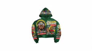 <b>Men's</b> <b>Orange</b> Zip-Up Hoodie Crop Fit Streetwear Printed Design Oversized Hooded <b>Sweatshirt</b> - Product Image 2