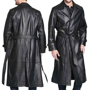 Abrigo Largo de Cuero Vintage al por Mayor, Gabardina Retro de Moda, Abrigo de Invierno de Cuero Genuino, Fabricante OEM de Marca Privada - Product Image 4