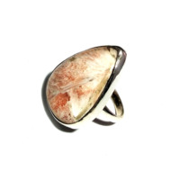 Bague de déclaration de luxe en argent sterling 925 avec scolecite rose taille poire, faite à la main, certifiée par un tiers, pour femme, pour mariage et anniversaire