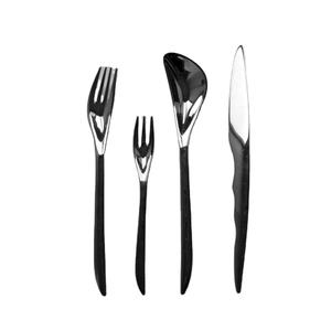 Juego de cubiertos de plata de acero inoxidable de diseño moderno con mango único Juego de cubiertos de lujo de alta calidad para restaurante Boda Hogar - Product Image 1