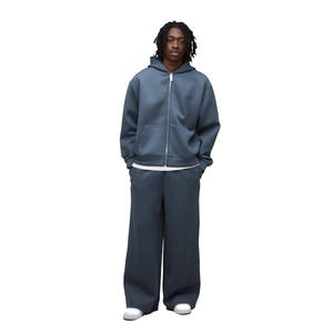 Ensemble de survêtement pour homme, sweat à capuche oversize uni avec fermeture éclair intégrale et pantalon large assorti, OEM ODM Vente en gros de vêtements - Product Image 6