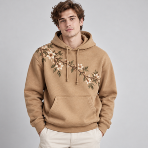 Sudadera con capucha bordada para hombre, elegante y cómoda, combina tela acogedora con bordados detallados y comodidad moderna para atuendos casuales diarios y viajes. - Product Image 1