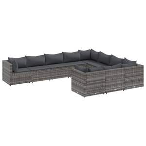 Conjunto de Sofás Grandes para Patio en Ratán PE Gris, Acero con Recubrimiento en Polvo, Muebles de Jardín Duraderos - Product Image 2