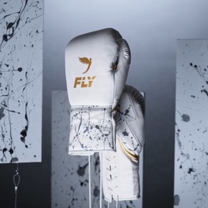 Nuevos guantes Fly con cordones y cierre de velcro para entrenamiento y sparring, modelo hecho en cuero artificial y cuero genuino, hechos a medida. - Product Image 6