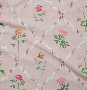 Tissu Cambric Rose Peigné à Poids Moyen, Uni et à Motifs Floraux, Matière Textile Imprimée pour Vêtements et Décoration Intérieure Maison Provence Trellis - Product Image 1
