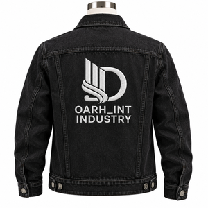 Chaqueta de Mezclilla Negra para Hombre OARH_INT INDUSTRY, Corte Regular, Cierre de Cremallera, Estilo Casual, Diseño con Costuras Decorativas, Prenda Transpirable para Otoño - Product Image 2