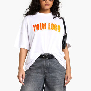 T-shirt pour femme 100 % coton, imprimé par transfert thermique, denim délavé, batik, personnalisable, haute qualité, fabricant et fournisseur OEM ODM - Product Image 1