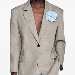 Nuevo Blazer Gris para Hombre 2026, Tela Fina Antiestática y Transpirable, Estilo Fraternidad, Corte Entallado, Chaqueta de Negocios, Venta al Por Mayor - Product Image 5