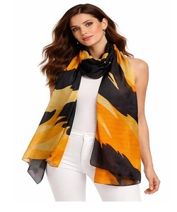 Bufanda con estampado abstracto llamativo para mujer, tela suave, chal largo, estola moderna, accesorio suave para el cuello para uso diario. - Product Image 1