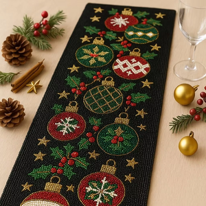 Boho Style Beaded Table Runner With Detailed Embroidery Designer Seed Beaded Embroidery Table Runner For Wholesale Price - Product Image 1