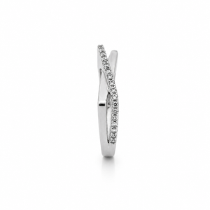 Namivaa 925 Sterling <b>Silver</b> Women's Criss <b>Cross</b> Band <b>Ring</b> Cubic Zirconia Pave Modern Minimalist Design High Polish Finish Daily - Product Image 2
