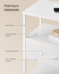 Mesita de noche moderna de cuero blanco para dormitorio y sala de estar - Product Image 2