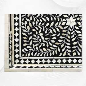 Elegant <b>Black</b> Floral Bone Inlay Serving Tray Handmade Premium Quality Decorative Serving tray by Curio Craft - Product Image 4