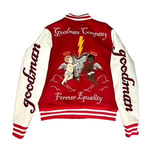 OEM Men's Polyester/Cotton Winter Varsity Letterman <b>Jacket</b> Stand Collar <b>High</b> School Lettering Embroidery Customize Wool - Product Image 2