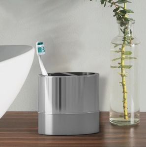Wholesale Stainless Steel Toothbrush <b>Holder</b> Multi Slot Stand Modern Bathroom Vanity Accessory Oval Tumbler Storage Container - Product Image 1